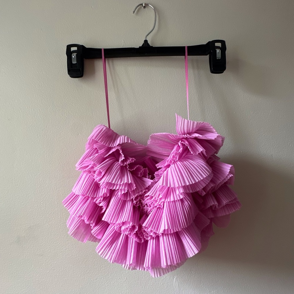 Zara Pink Ruffle Crop Top